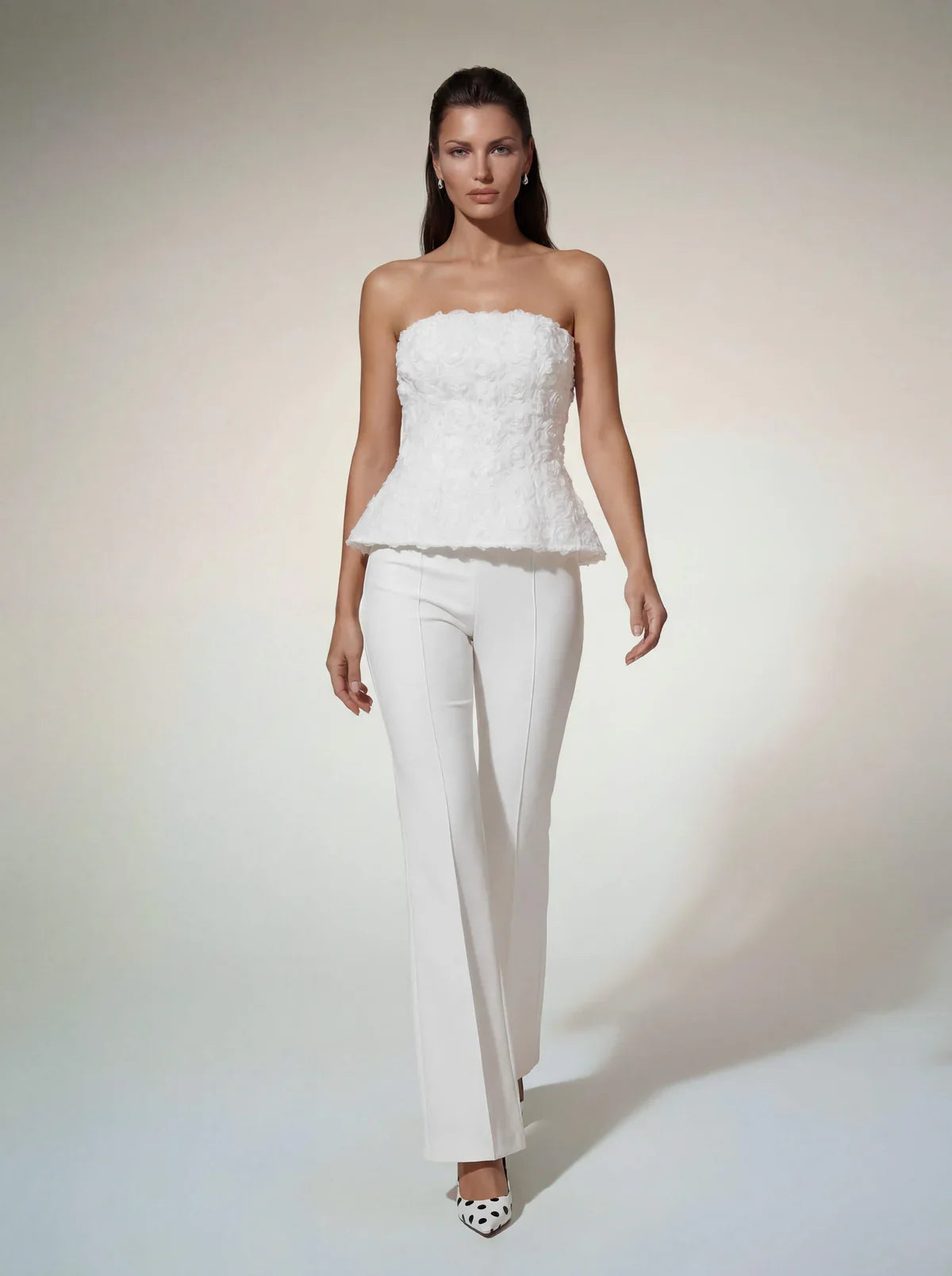 Ivory Peony Flower Corset Set