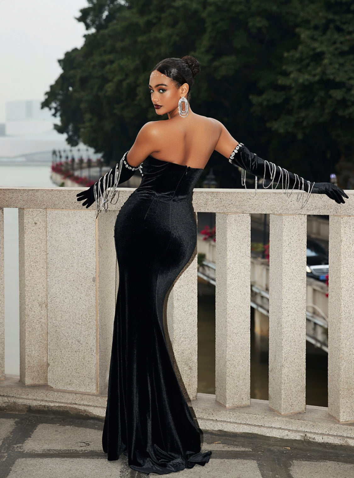 Amida rhinestone maxi dress