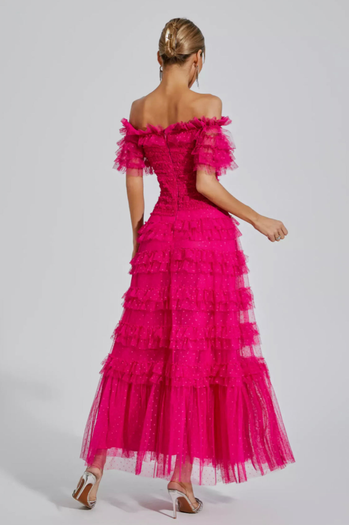 Kai off shoulder mesh maxi dress