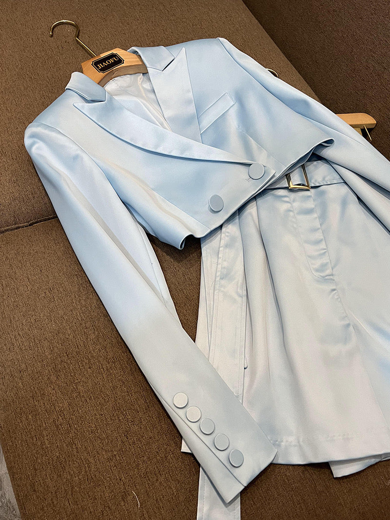 Sky blue satin set