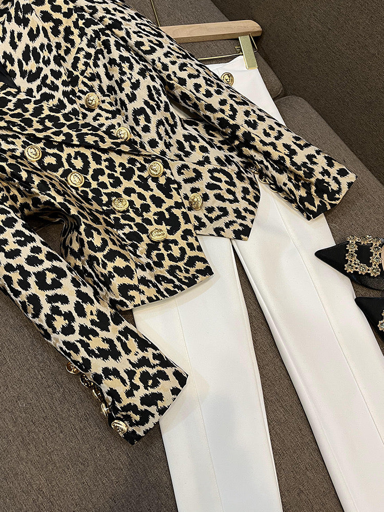 Fidela leopard blazer