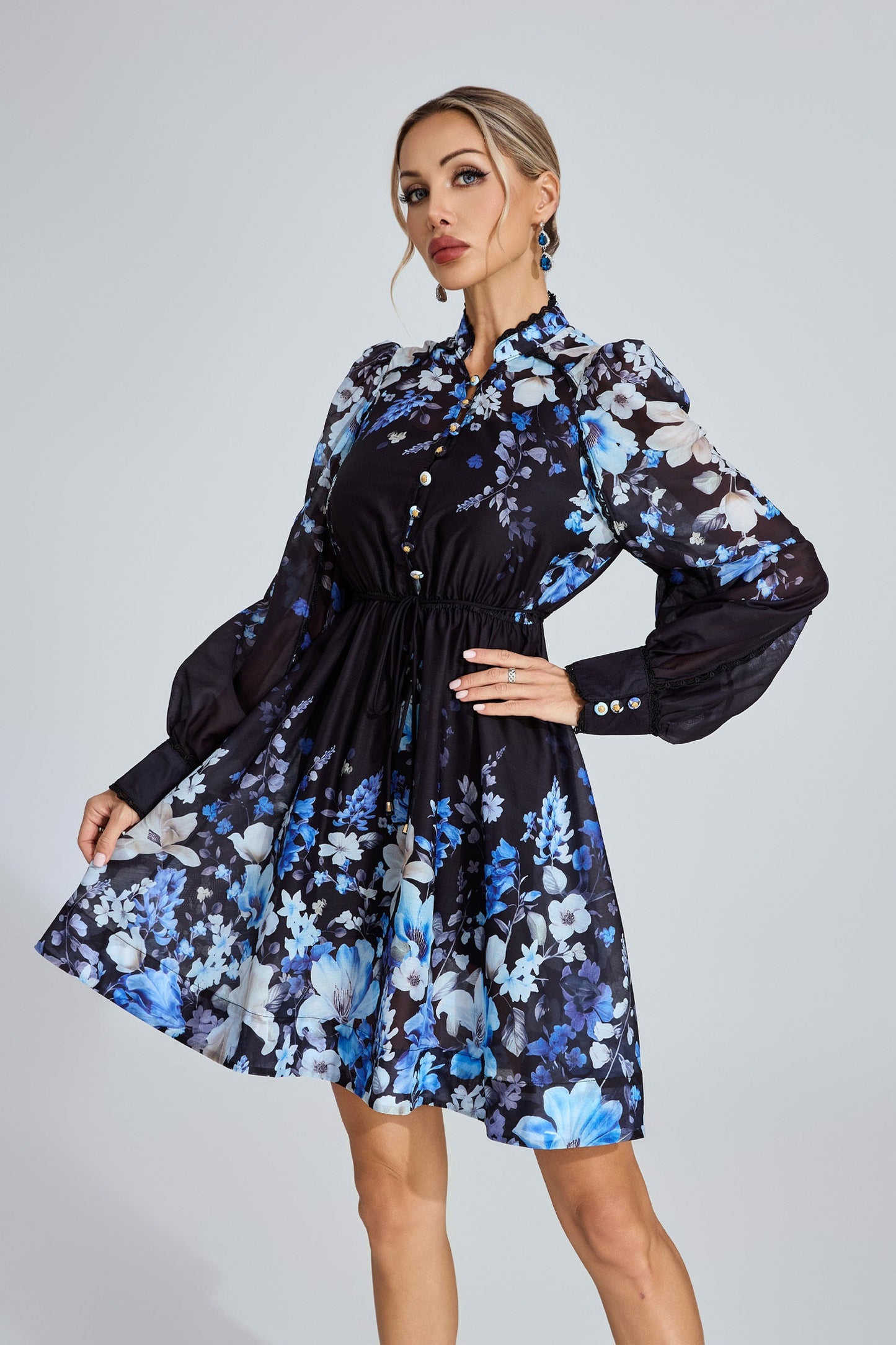 Lucienne Blue Floral Dress