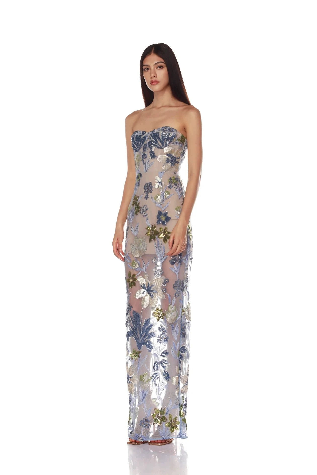 Celestia Bloom Strapless Gown