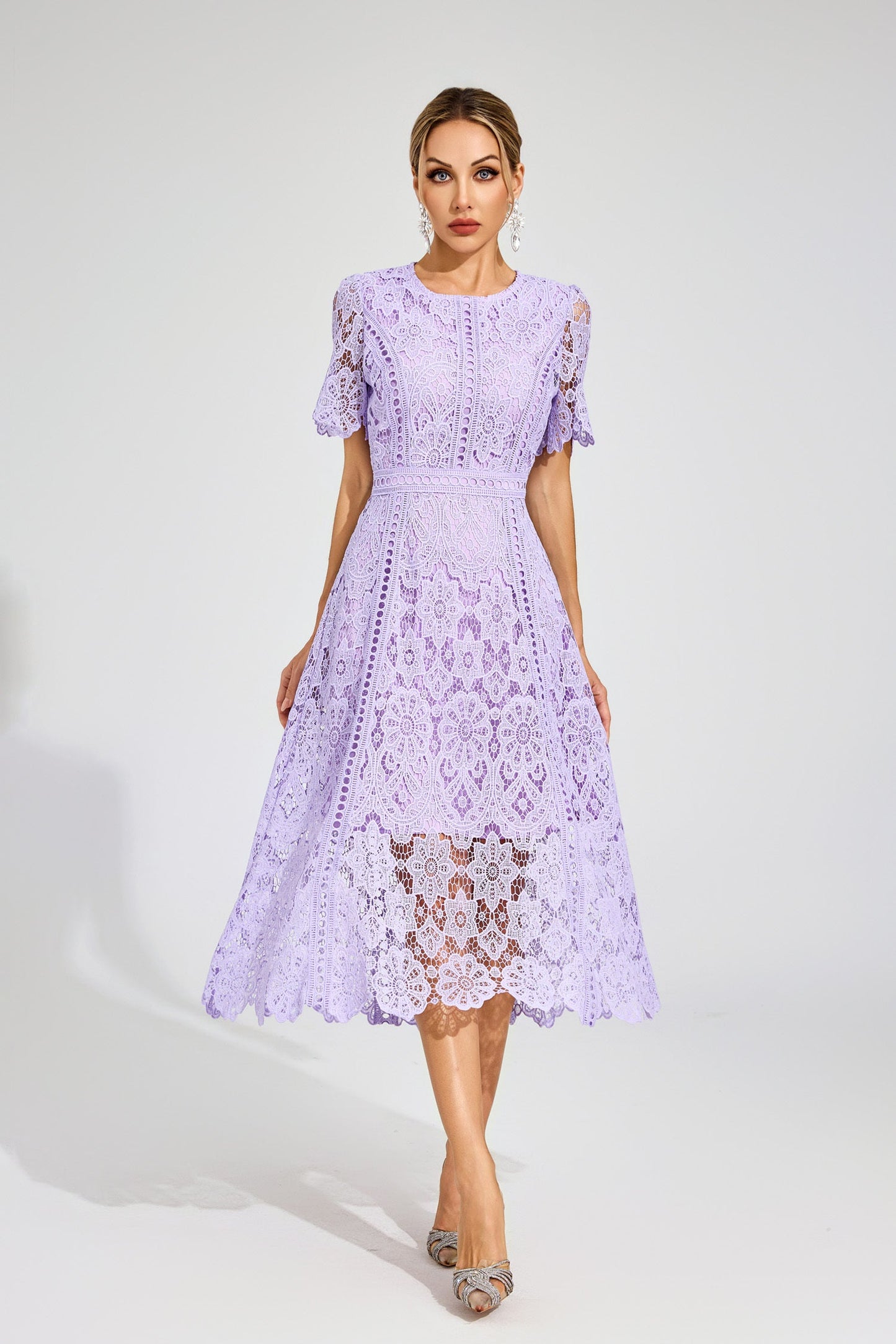 Camille Purple Lace Midi Dress