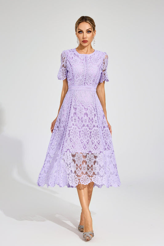 Camille Purple Lace Midi Dress