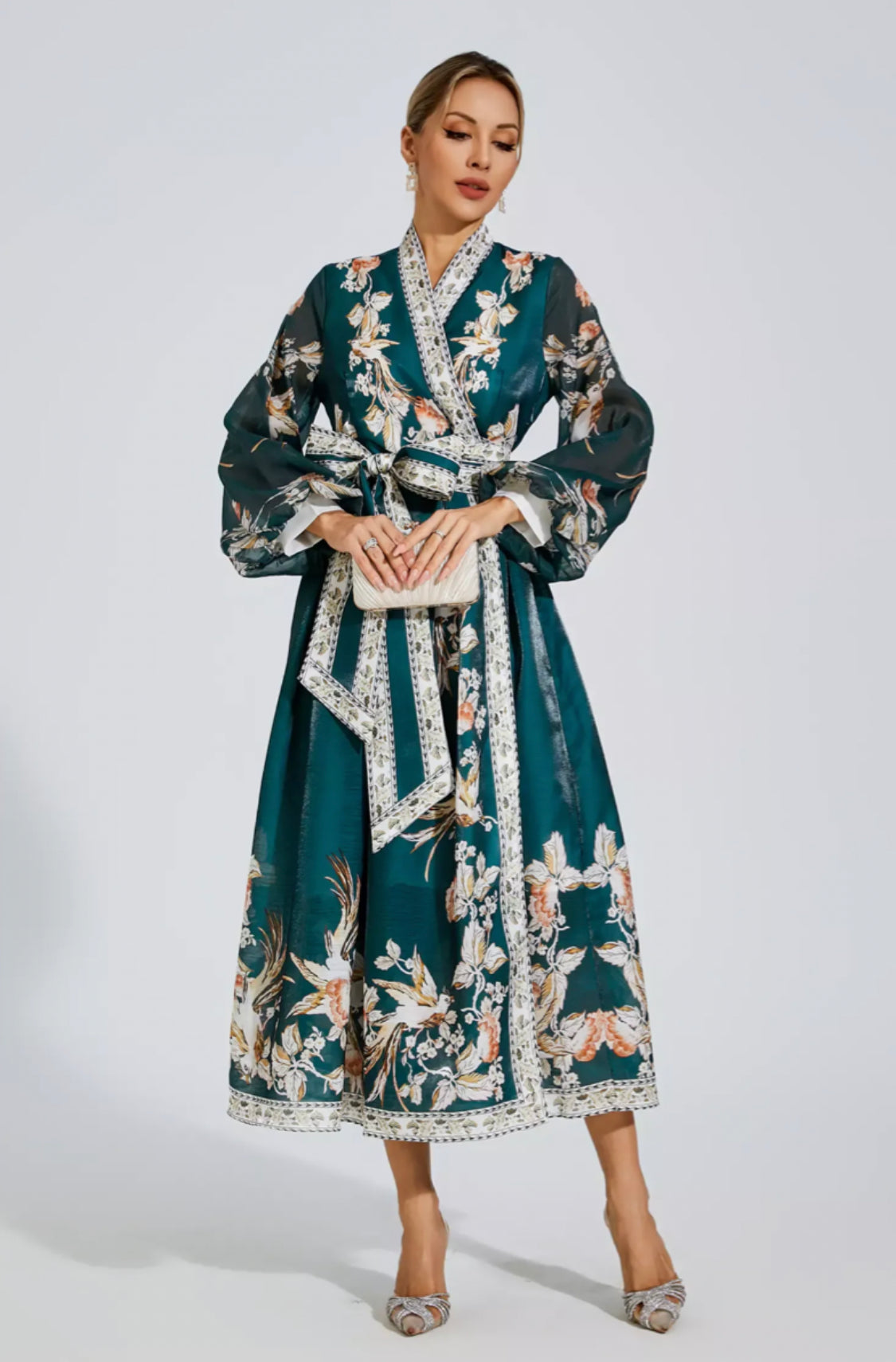 Miley green floral maxi dress