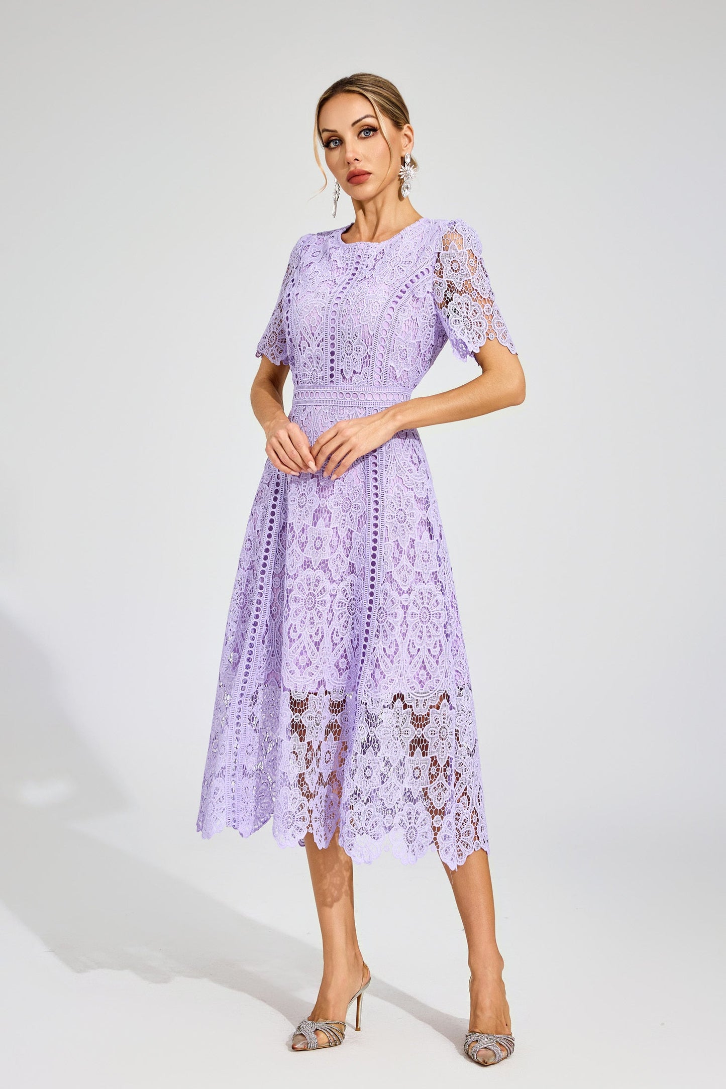 Camille Purple Lace Midi Dress