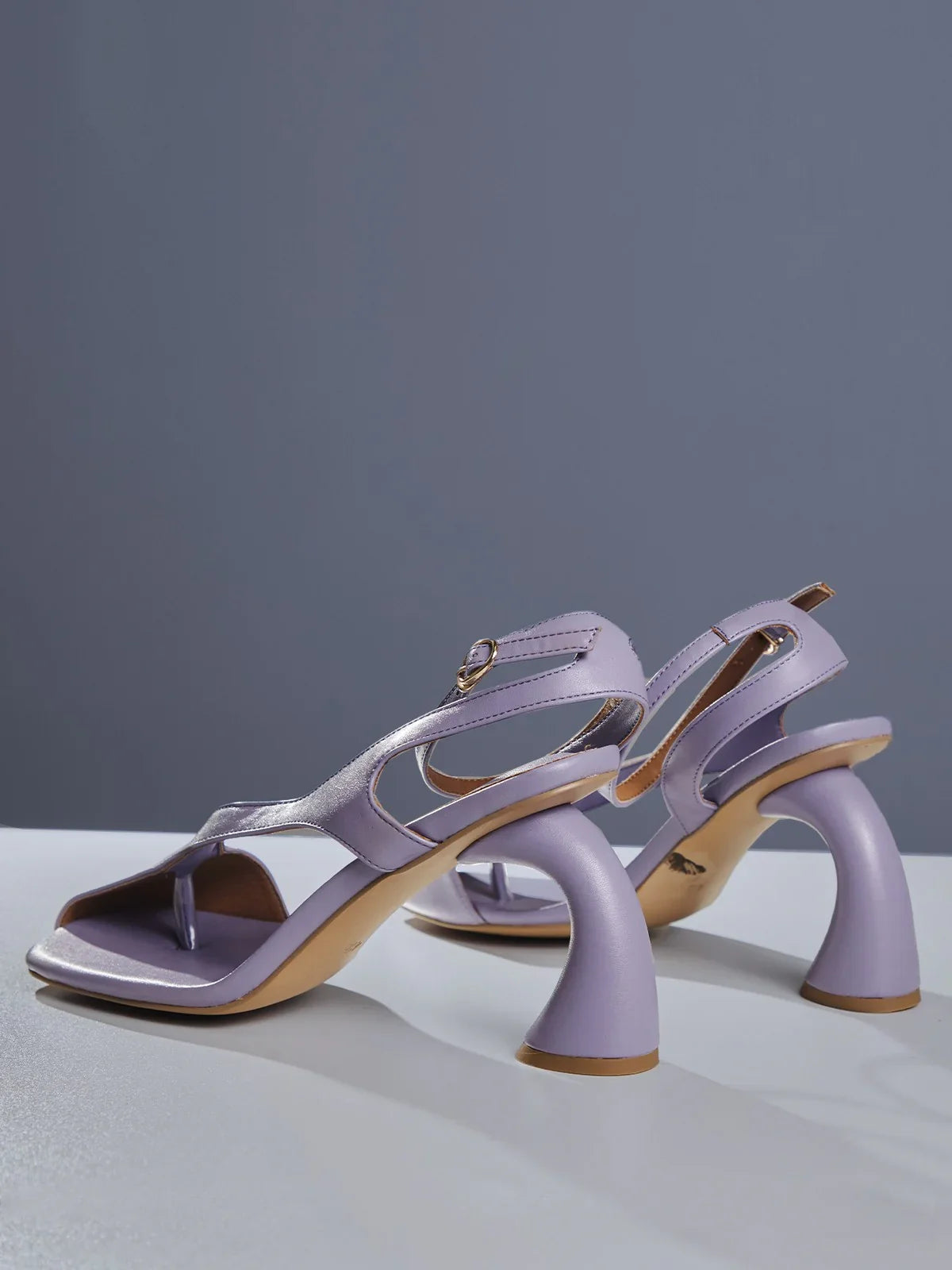 Cutout leather high heels