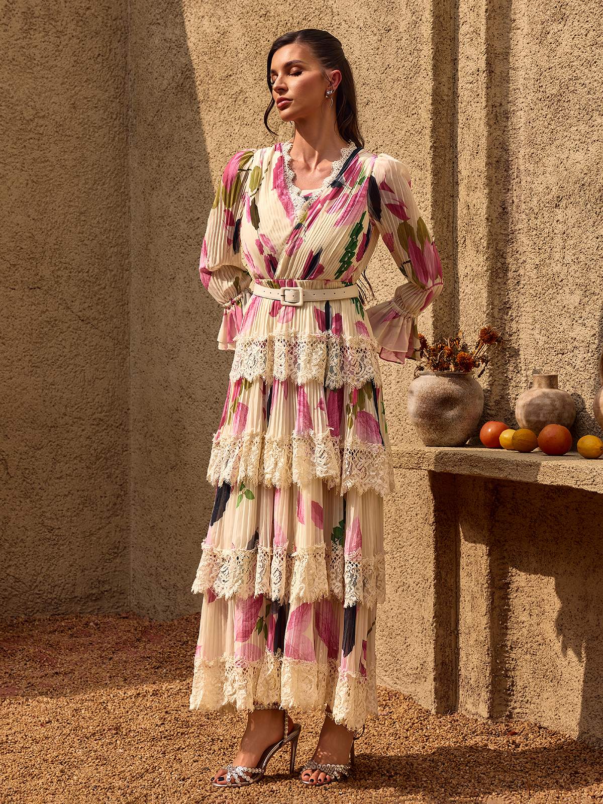 Camélia Lace-Tiered Maxi Dress