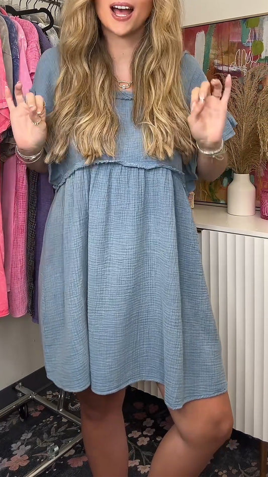 Ladies' Round Neck Patchwork Casual Dress