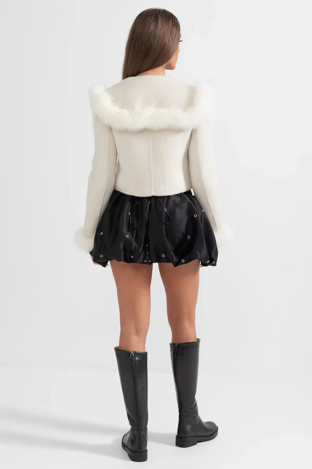Hallie | Faux Fur Trim Double-Breasted Jacket