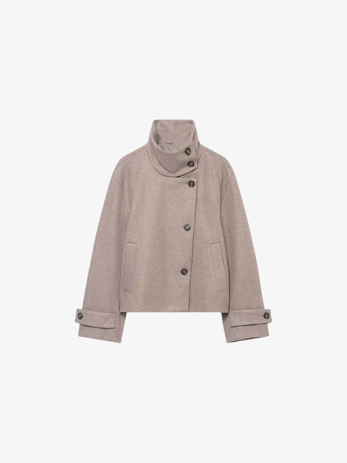 Women's High Neck Cropped Button Jacket ANGELA