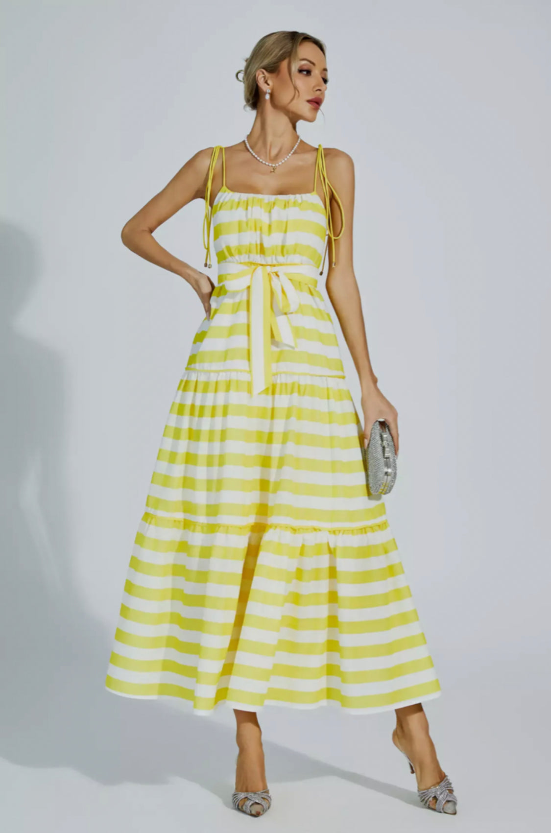 Anika strip Maxi dress