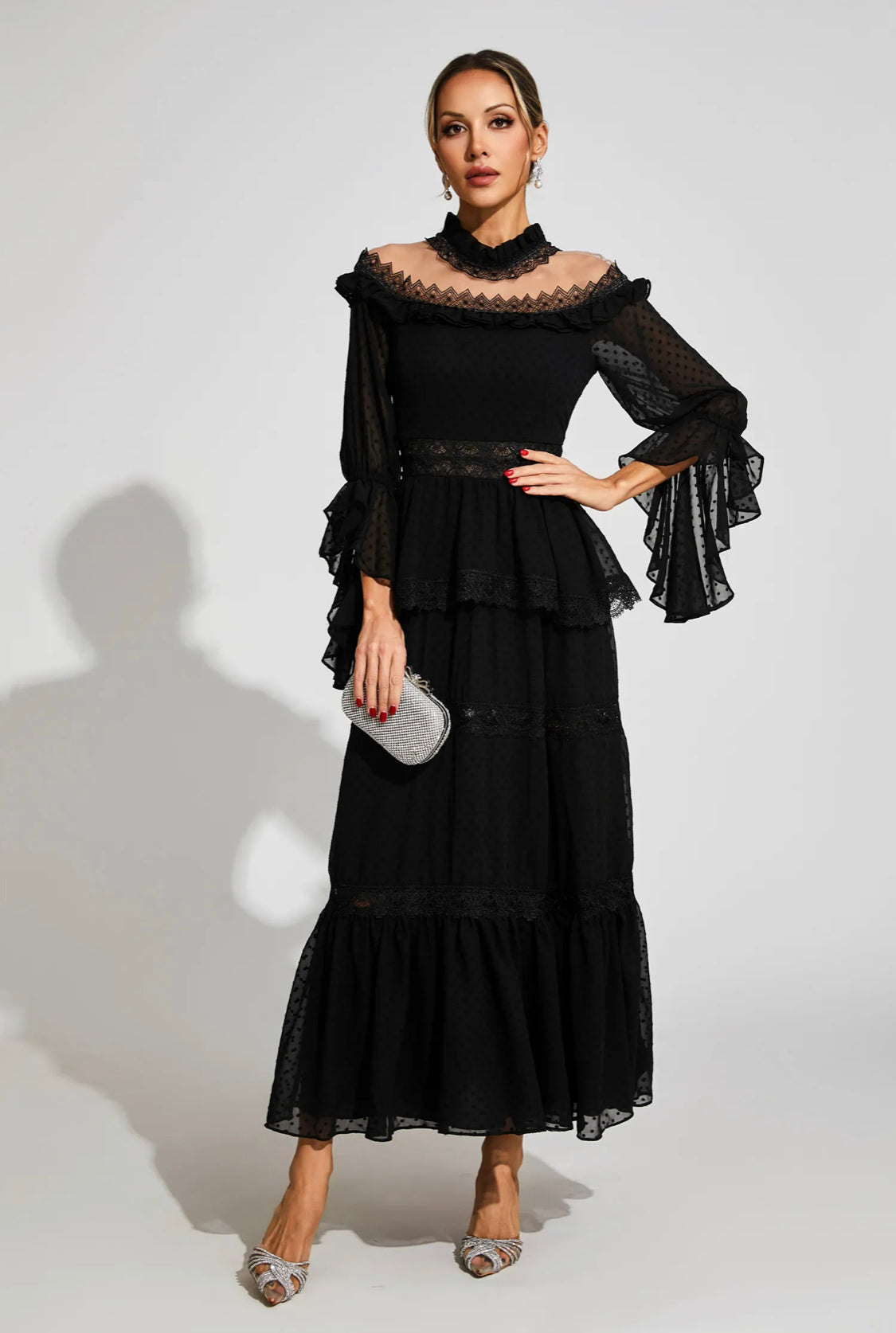 Black lace maxi dress