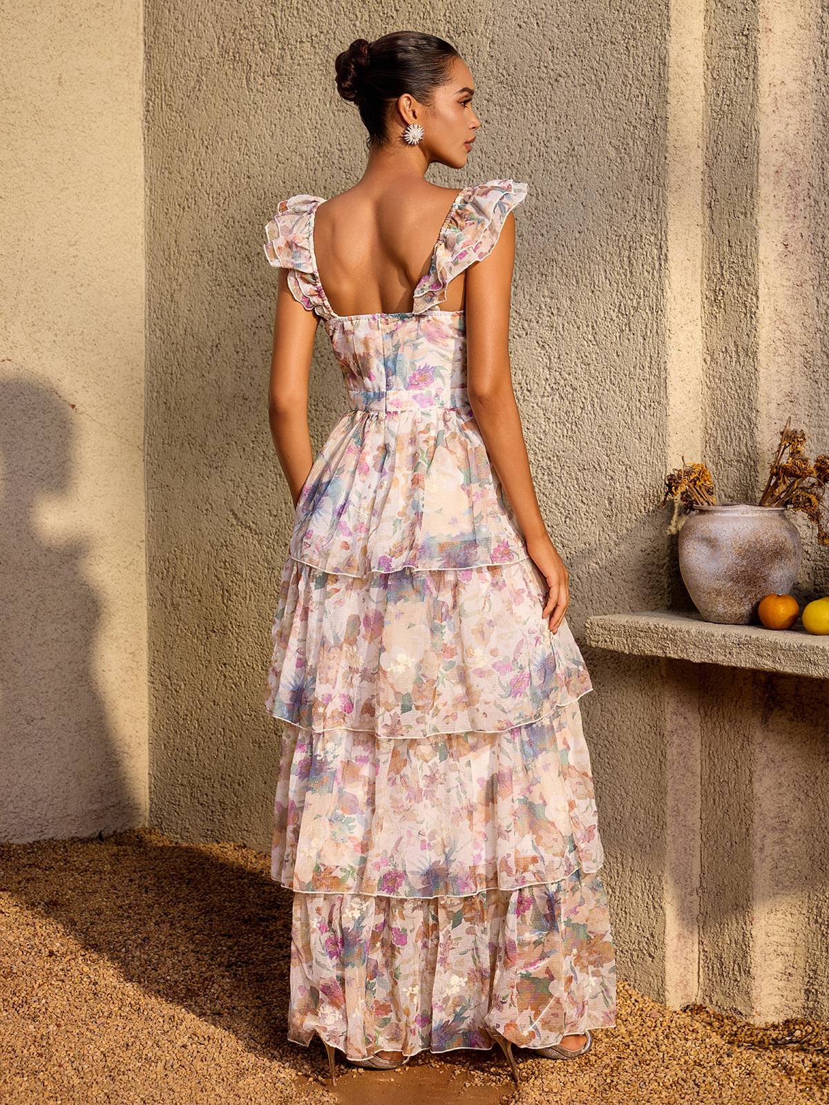 Aurelia Watercolor Tiered Maxi Dress