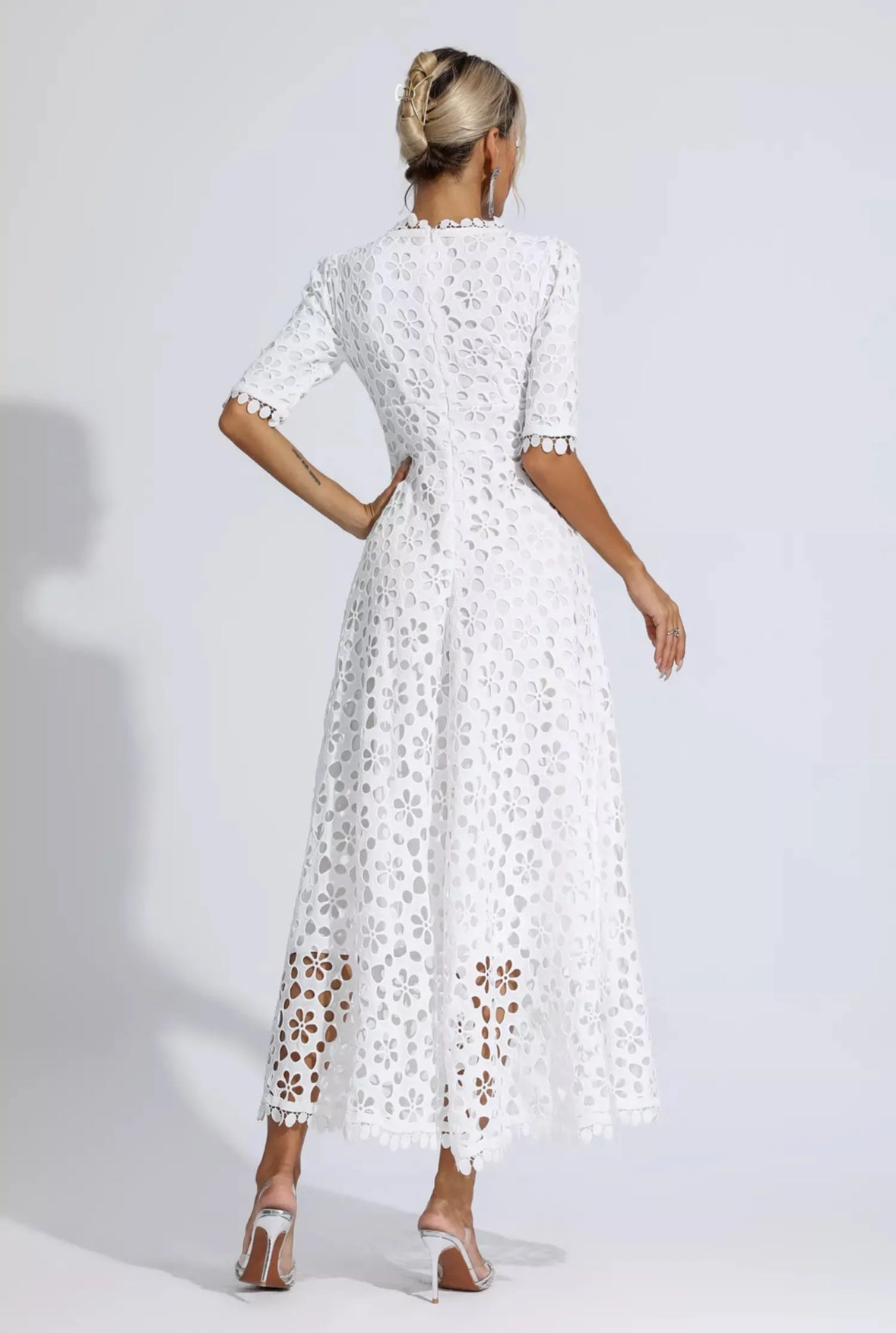 White floral lace maxi dress Size S