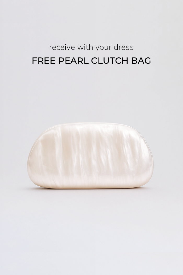 Catherine Ruffle Dress (Free Pearl Clutch)