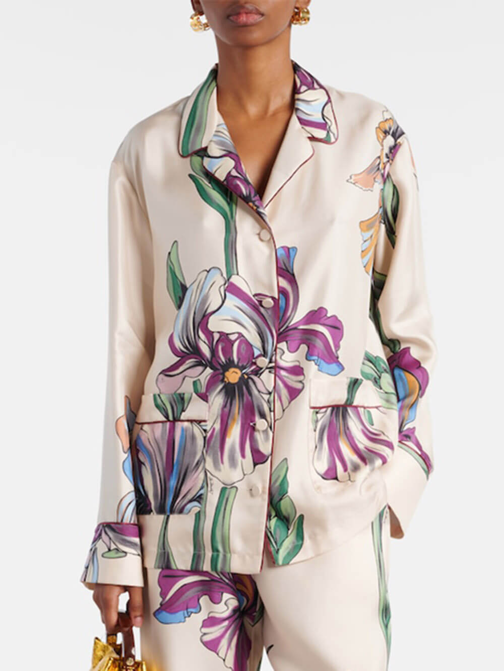 Casual Time Unique Floral Print Lapel Loose Button-Down Oversized Shirt Multicolor