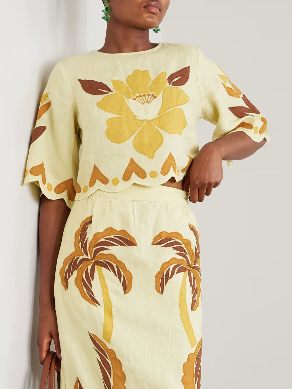Unique Sunshine Floral Print Cropped Shirt Yellow