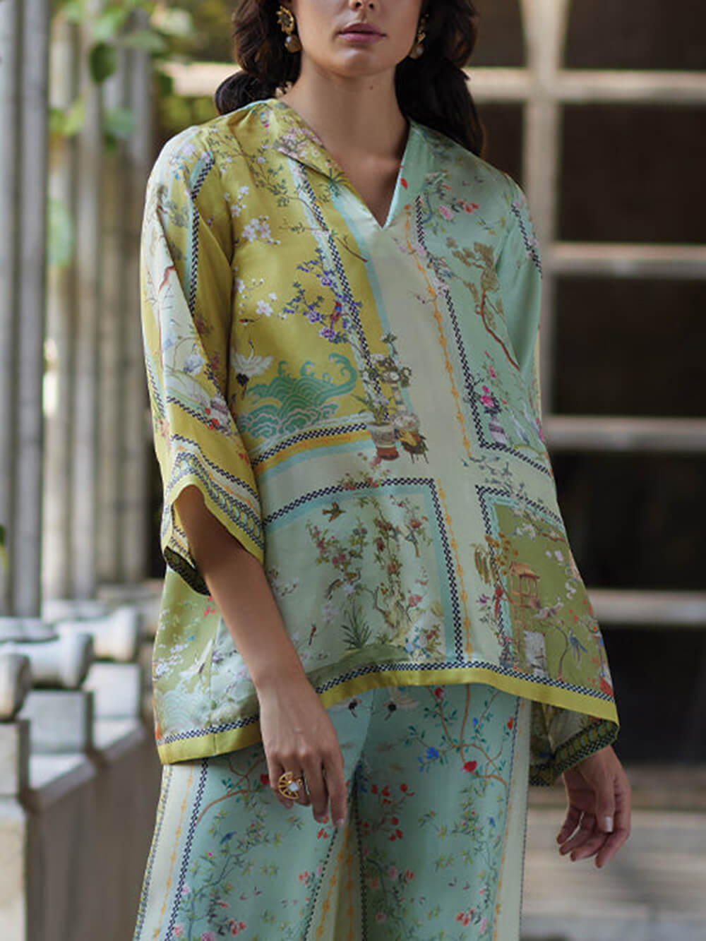 Casual Unique Digital Print Trumpet Sleeves Print Oversized Shirts Multicolor