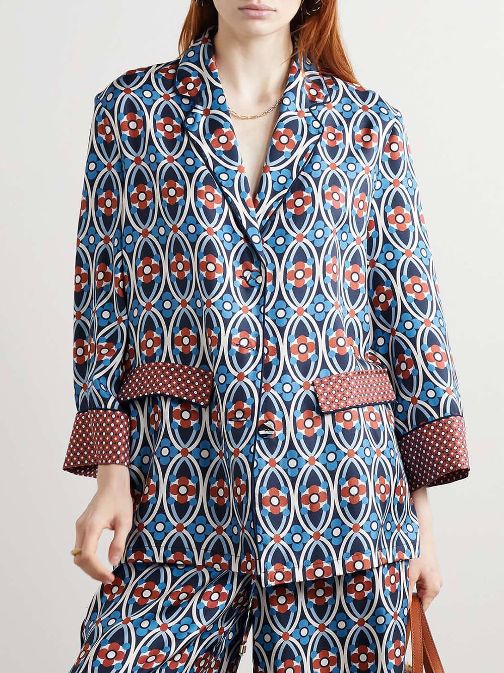 Unique Venice Print Satin Twill Shirt Blue