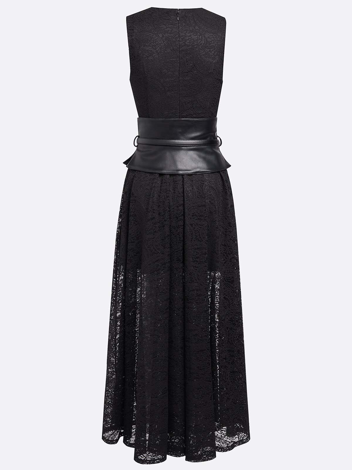 Elegant Cutout Neck Lace A-Line Maxi Dress