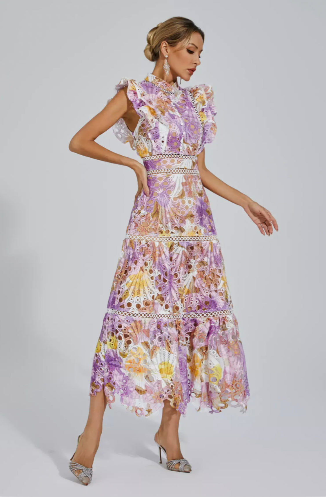 Ayleen floral purple midi dress