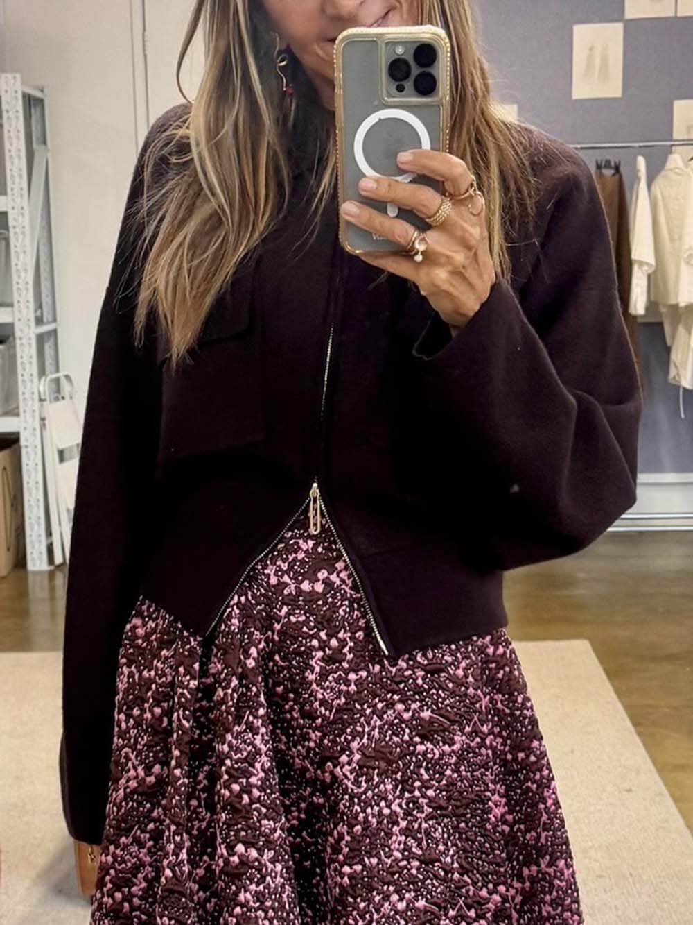 Classic Cropped Casual Coat Purple