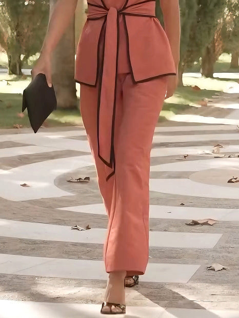 Elegant Versatile Elastic Pants Red