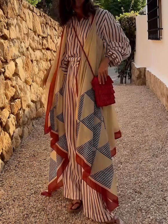 Elegant Striped Long-Sleeve Button-Down Shirt