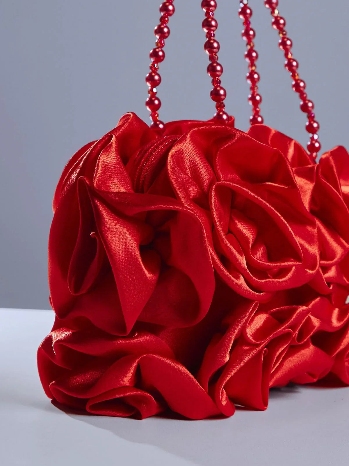 Red flower satin bag