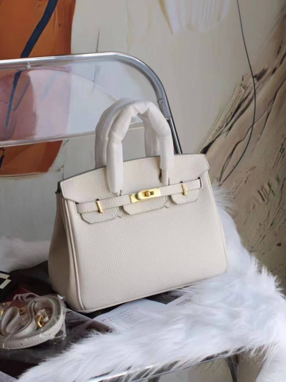 Commuter Single-Shoulder Crossbody Handbag Kelly Bag White