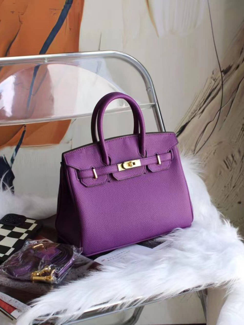 Commuter Single-Shoulder Crossbody Handbag Kelly Bag Purple