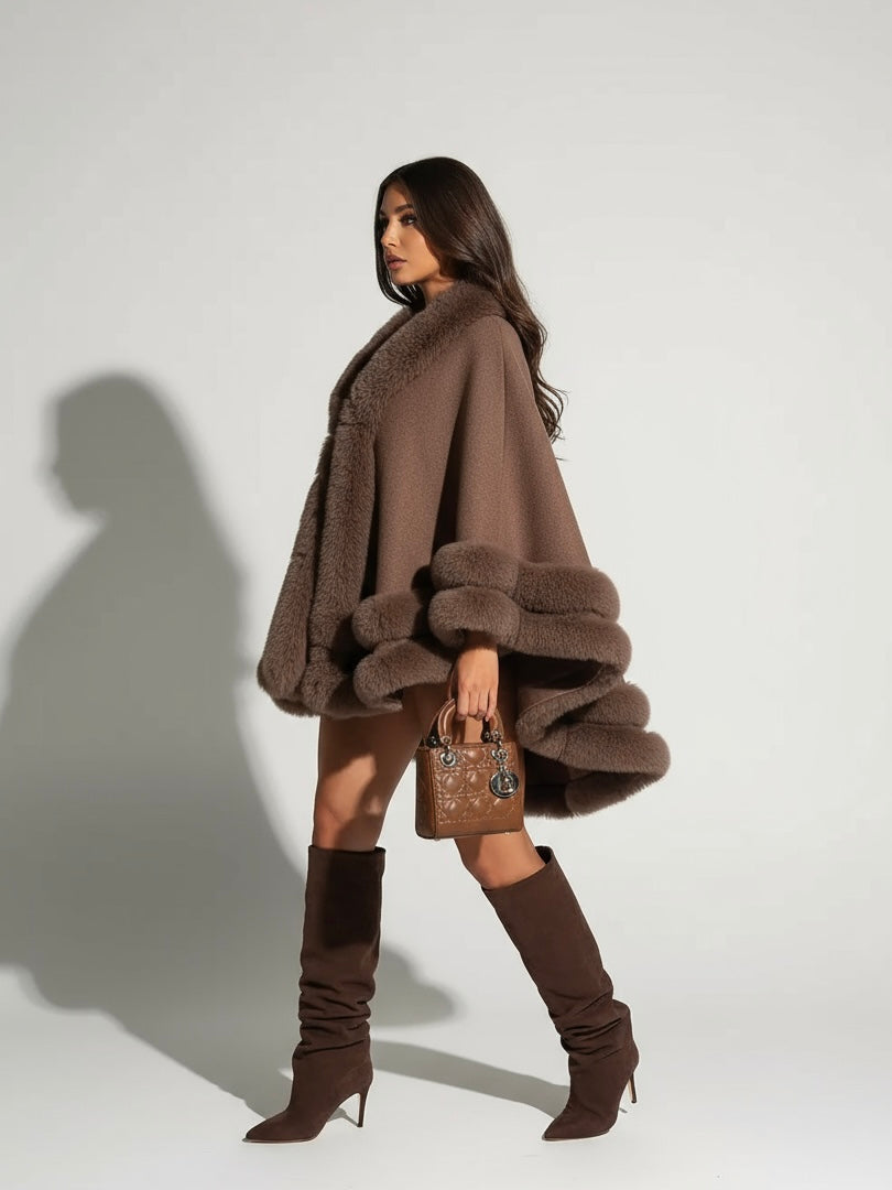 Norway | Faux Fur Trim Winter Cape