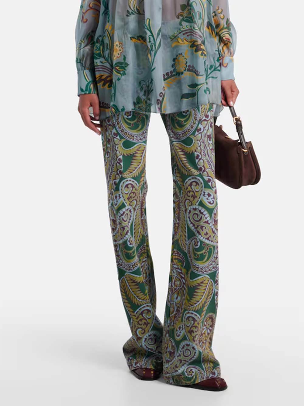 Exquisite Ethnic Print High-Waist Slim Straight Pants Multicolor