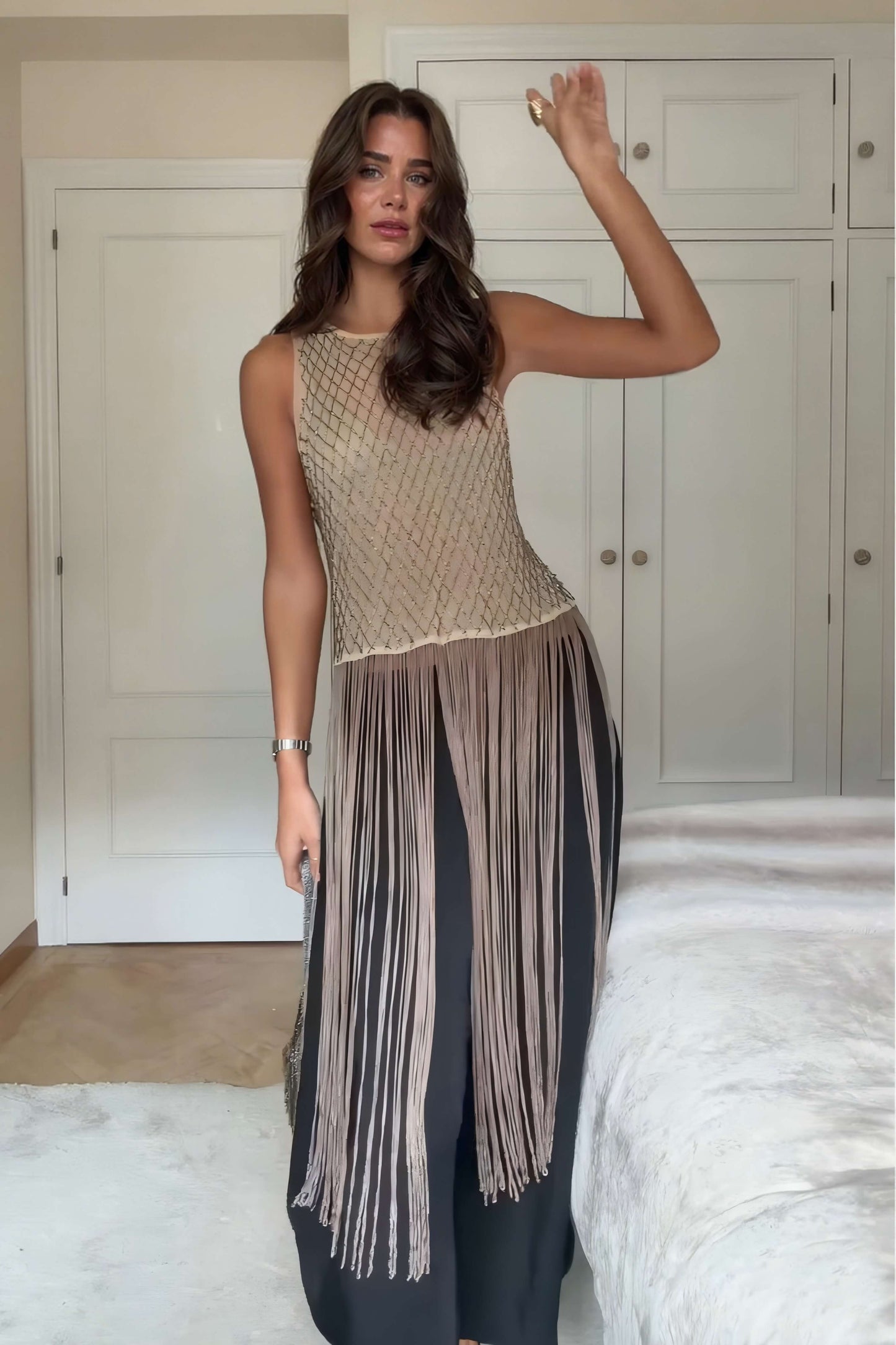 Fashionable Asymmetrical Elastic Waist Wide-Leg Pants
