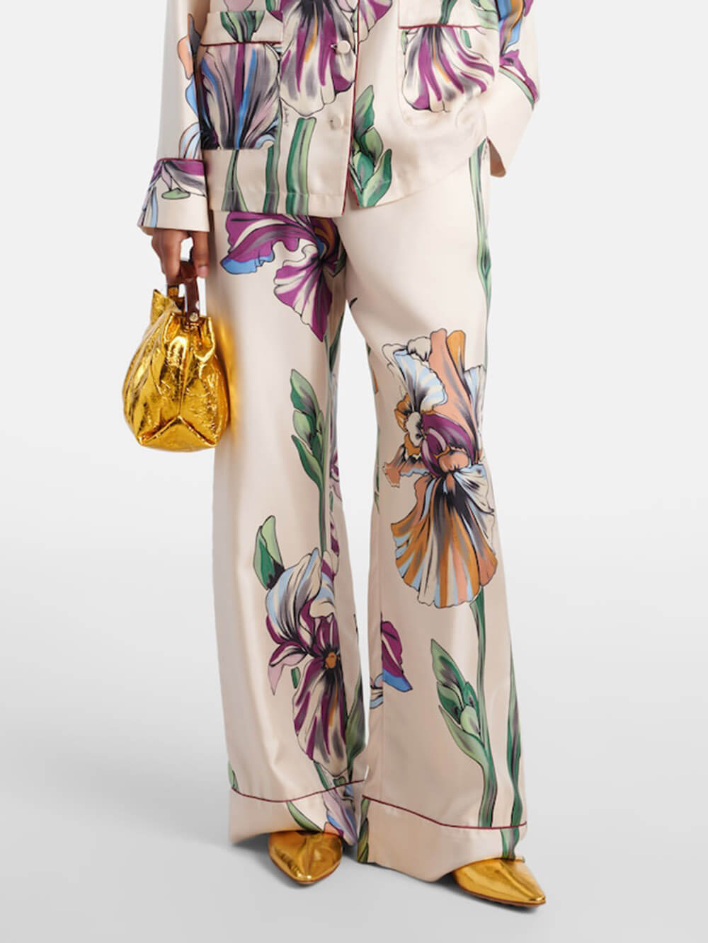Casual Time Unique Floral Print Loose Pocket Elastic Waist Straight Pants Multicolors