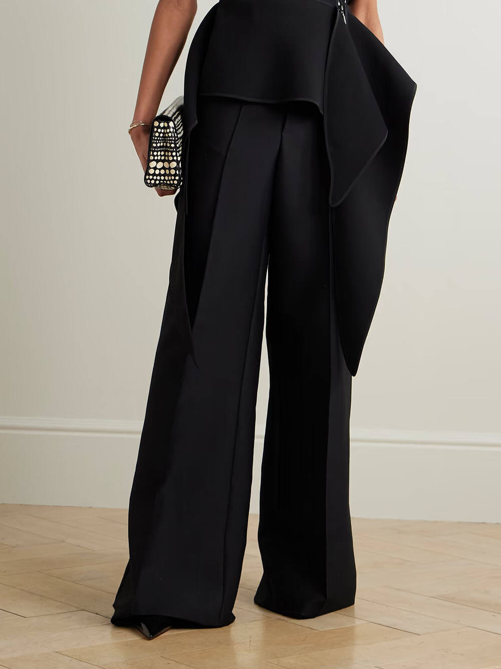 Unique Classic High-Waisted Pocket Straight-Leg Pants Black