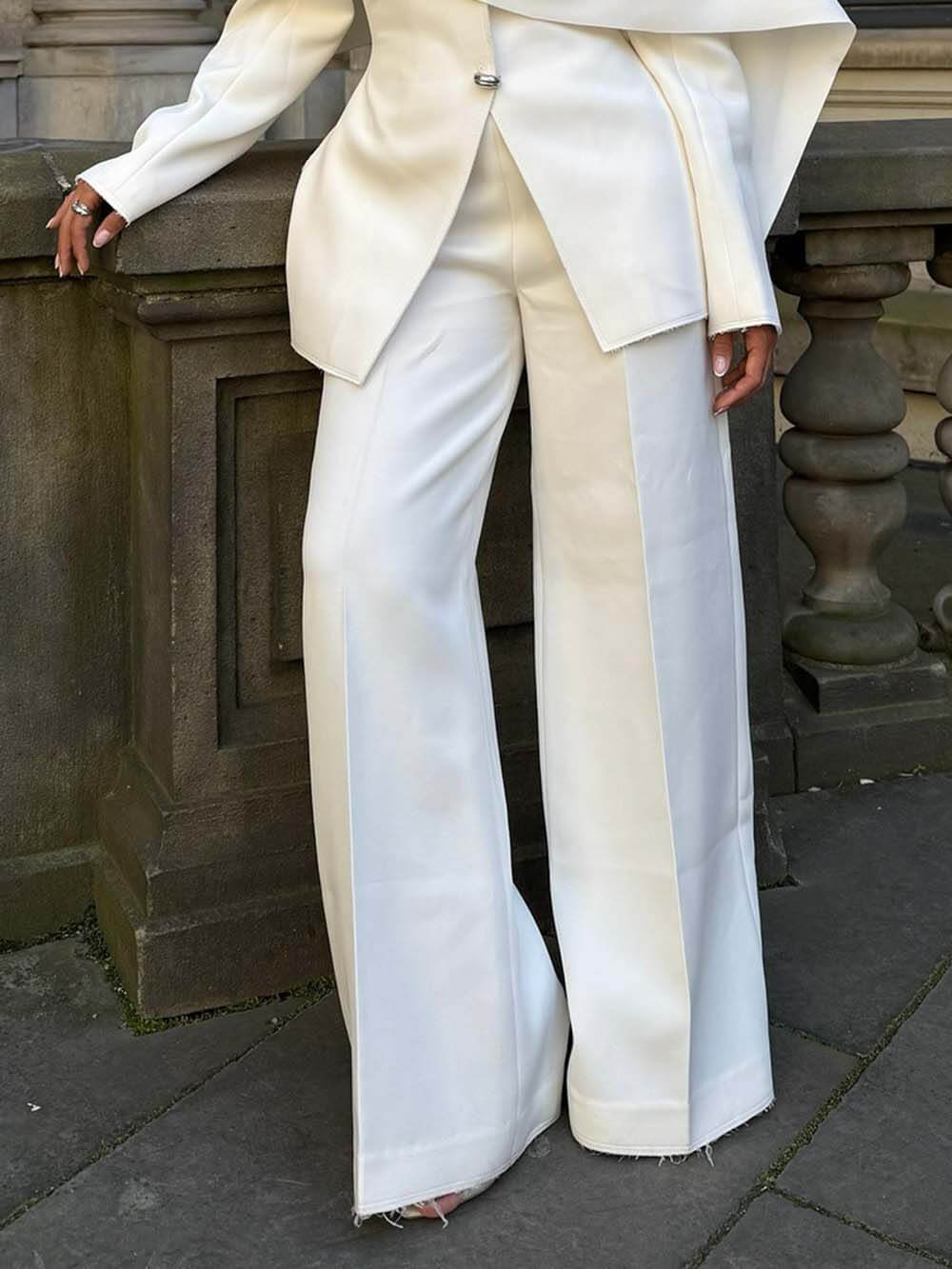 Chic High-Waist Wide-Leg Pants White