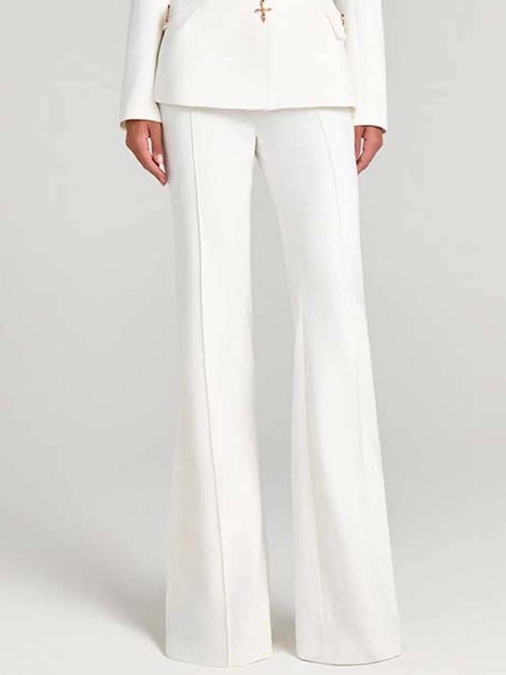 Fashion Casual High-Waist Pocket Trousers White
