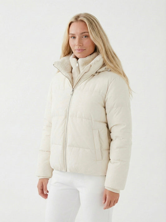 Joane | Hooded Short Puffer Jacket with Plush Lining