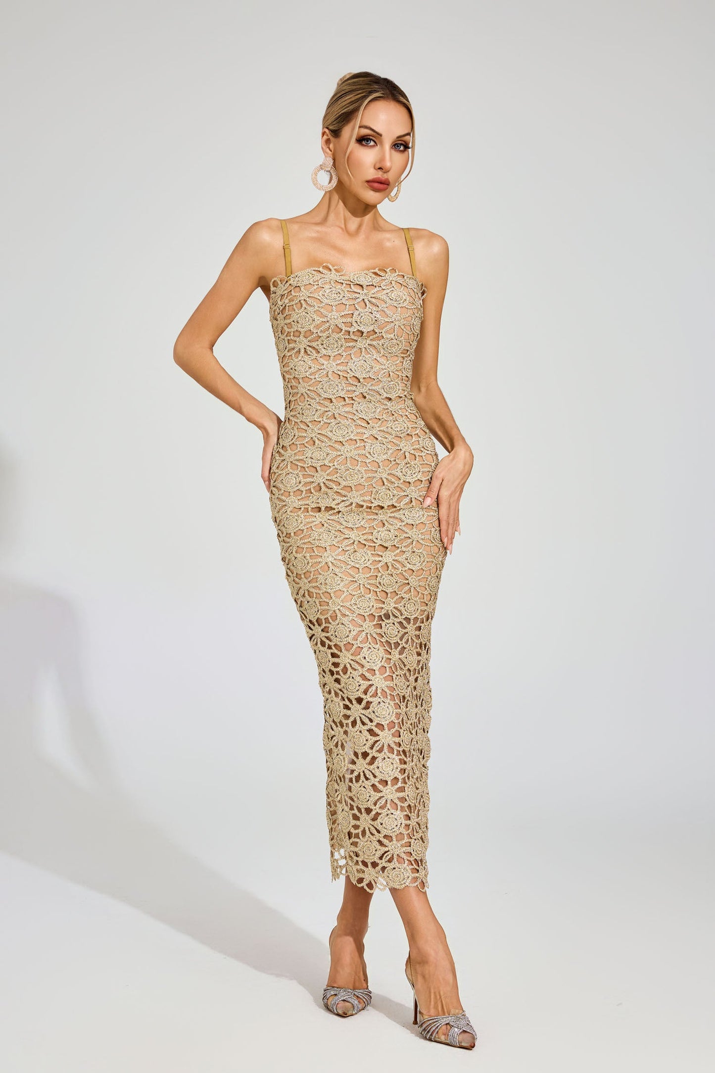Soleil Floral Lace Midi Dress