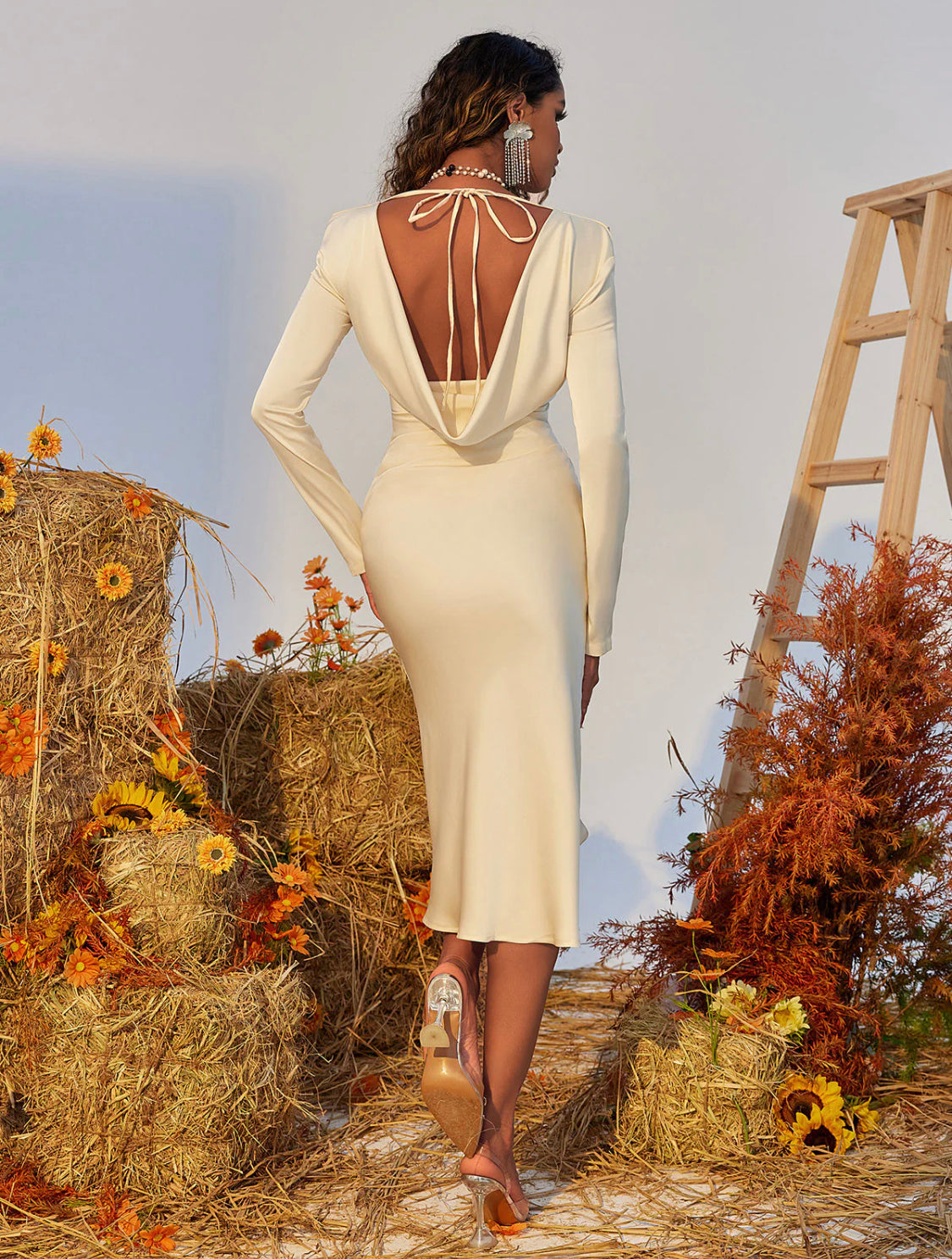 Clarissa satin midi dress