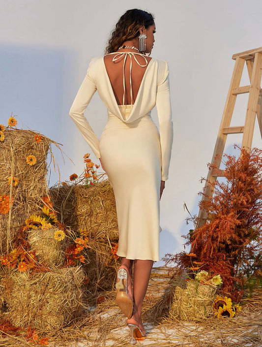 Clarissa satin midi dress