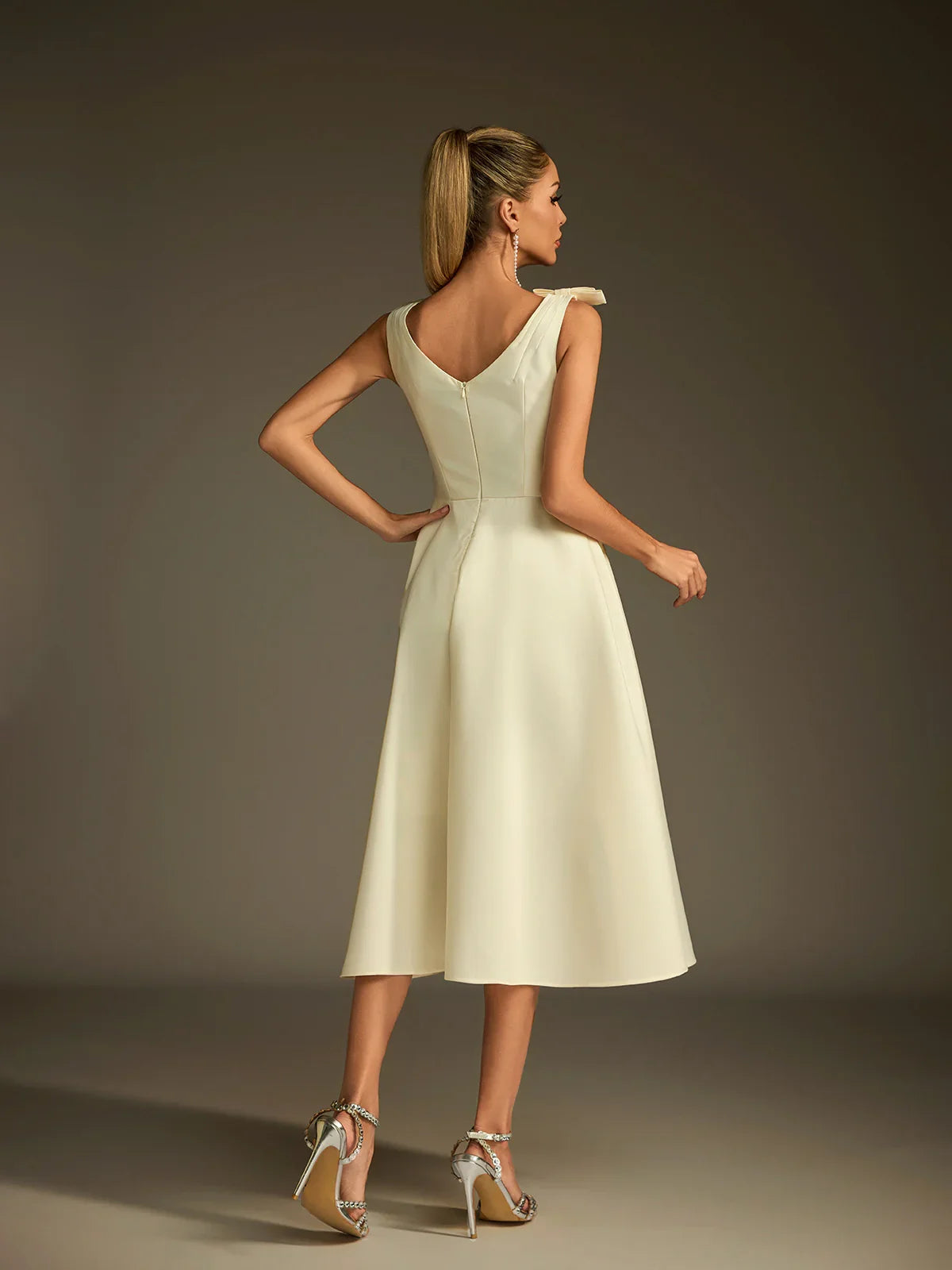 Colette Satin Fit & Flare Midi Dress