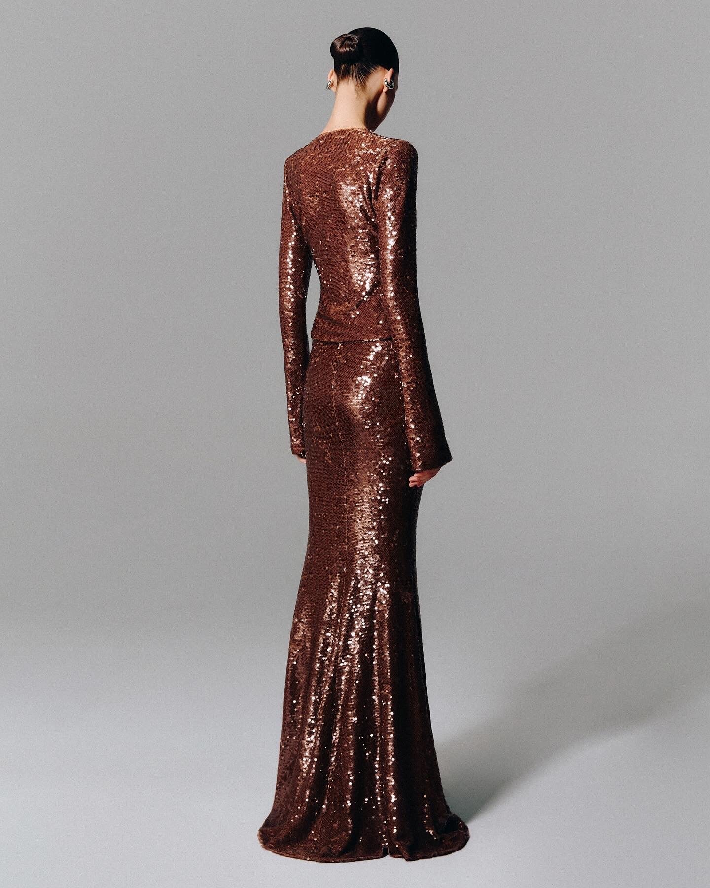 Sierra Bronze Sequin Set Gown