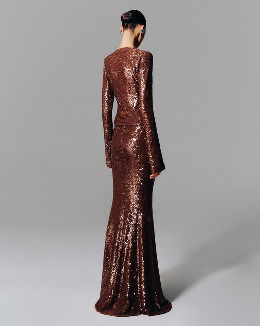 Sierra Bronze Sequin Set Gown