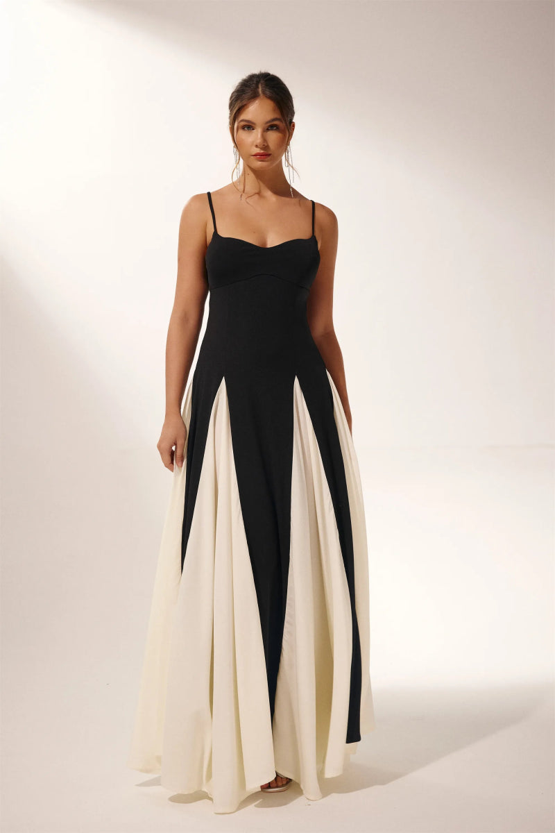 Eclipse | Two-Tone Contrast Maxi Dress