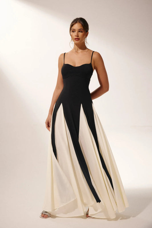 Eclipse | Two-Tone Contrast Maxi Dress