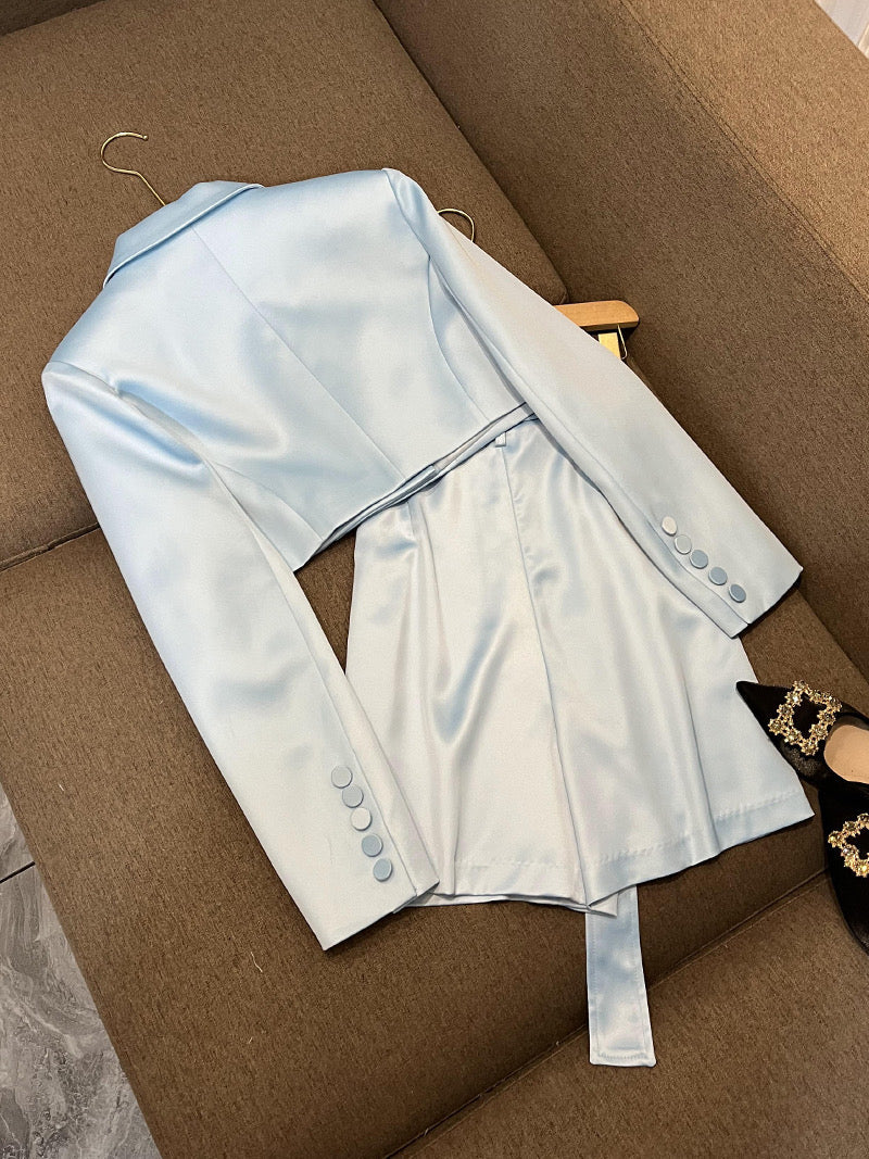 Sky blue satin set